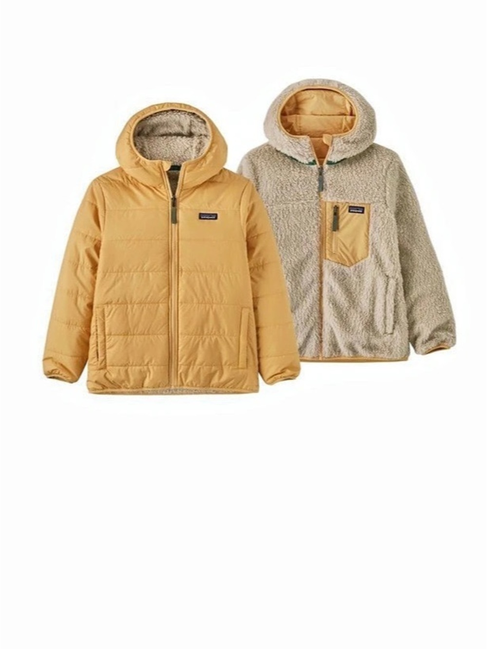 Patagonia Kids' Reversible Ready Freddy Hoody Yellow & Gray Medium